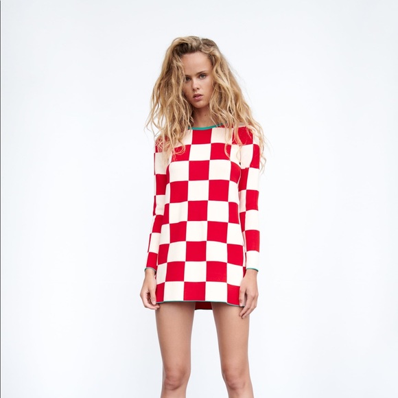 Zara | Dresses | Zara Plaid Knit Dress 